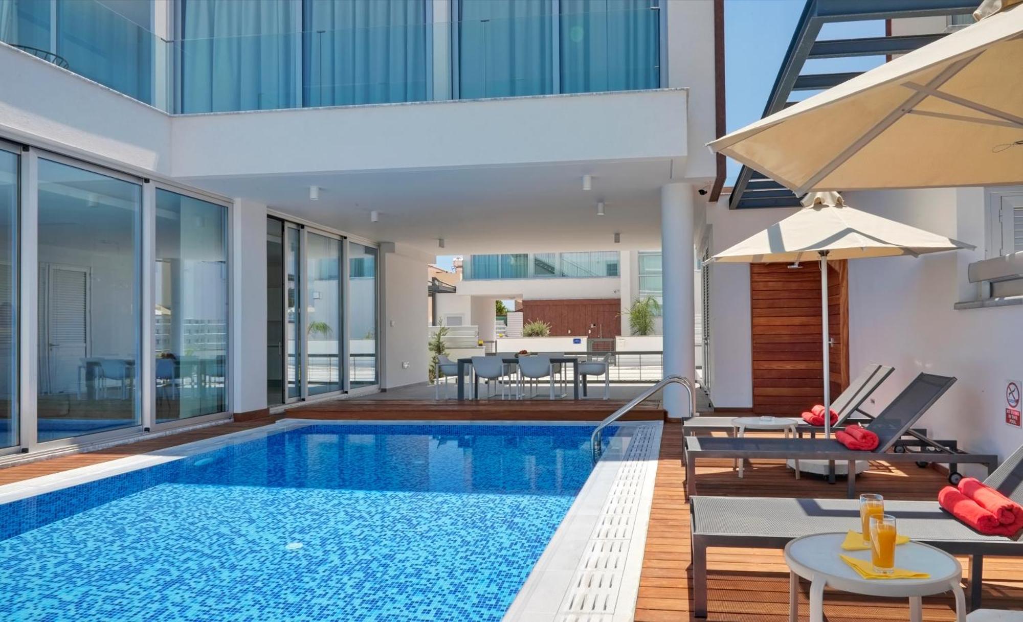 Seaview Luxury Villa Jacuzzi & Pool! 2 Min Beach Protaras Buitenkant foto